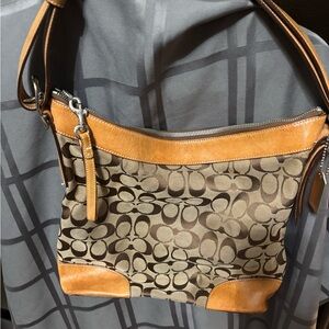 Coach Brown and Tan Signature Shoulder Bag No. 6346